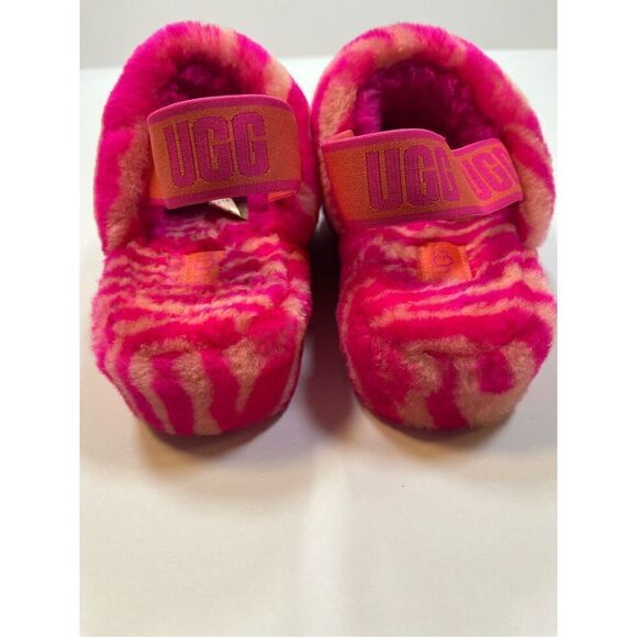 UGG Fluff Yeah Slide Zebra Rock Rose Pink Slingback Slipper Sandal Size US 6 EUC - Picture 6 of 12